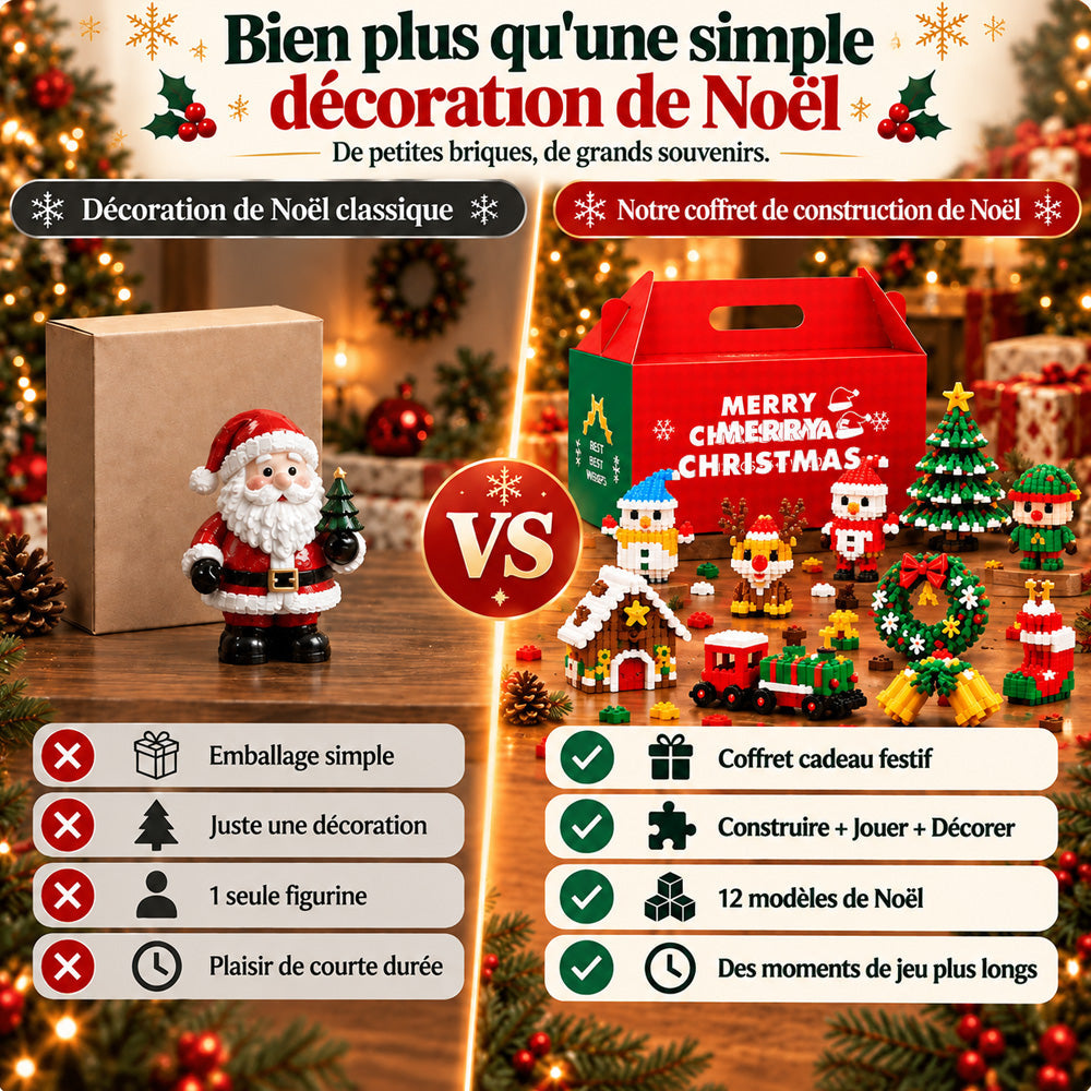 🔥🔥 Plus qu’un jour pour profiter de -49 % – 🎄 Kit DIY de constructions de Noël sur 12 jours | 12 modèles festifs à construire et à accrocher pour décorer le sapin, les couronnes et toute la maison 🧱