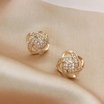 Boucles d'oreilles en zirconiaux de luxe léger, simples, à motif croisé et creux, géométriques, pour mariage, cadeaux d'exception pour femmes