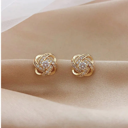 Boucles d'oreilles en zirconiaux de luxe léger, simples, à motif croisé et creux, géométriques, pour mariage, cadeaux d'exception pour femmes