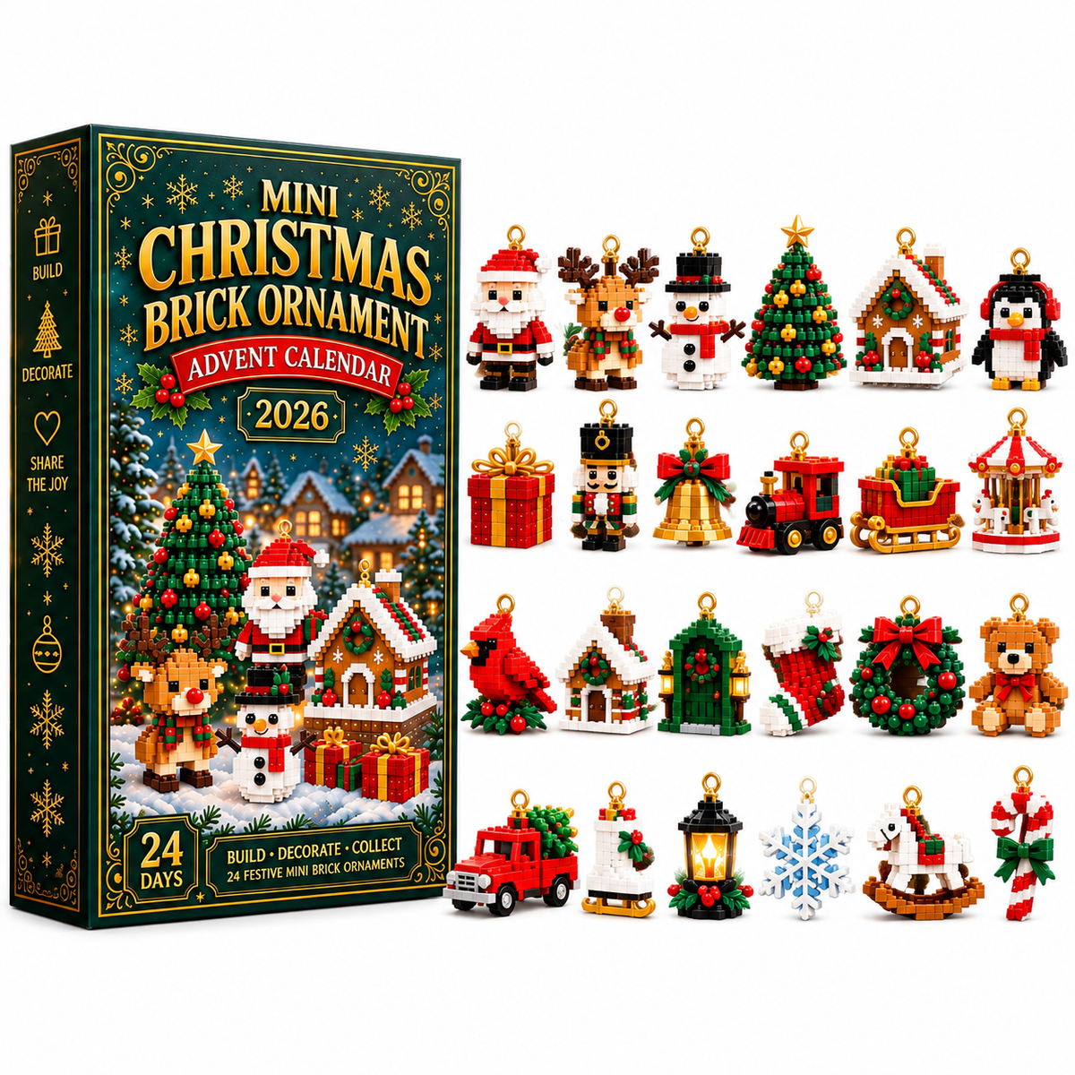 ⏳ Économisez 49 % aujourd’hui seulement ! 🎄 Calendrier de l’Avent de 24 jours avec 24 mini-kits de construction de Noël uniques 🧱 – construisez, accrochez et décorez facilement votre sapin, vos couronnes et bien plus encore pour une ambiance festive !